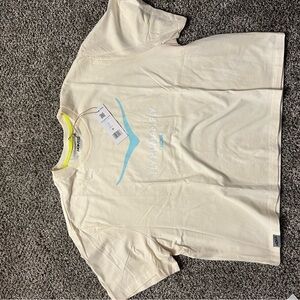 Hoka Cream and Blue Short Sleeve Tee crop